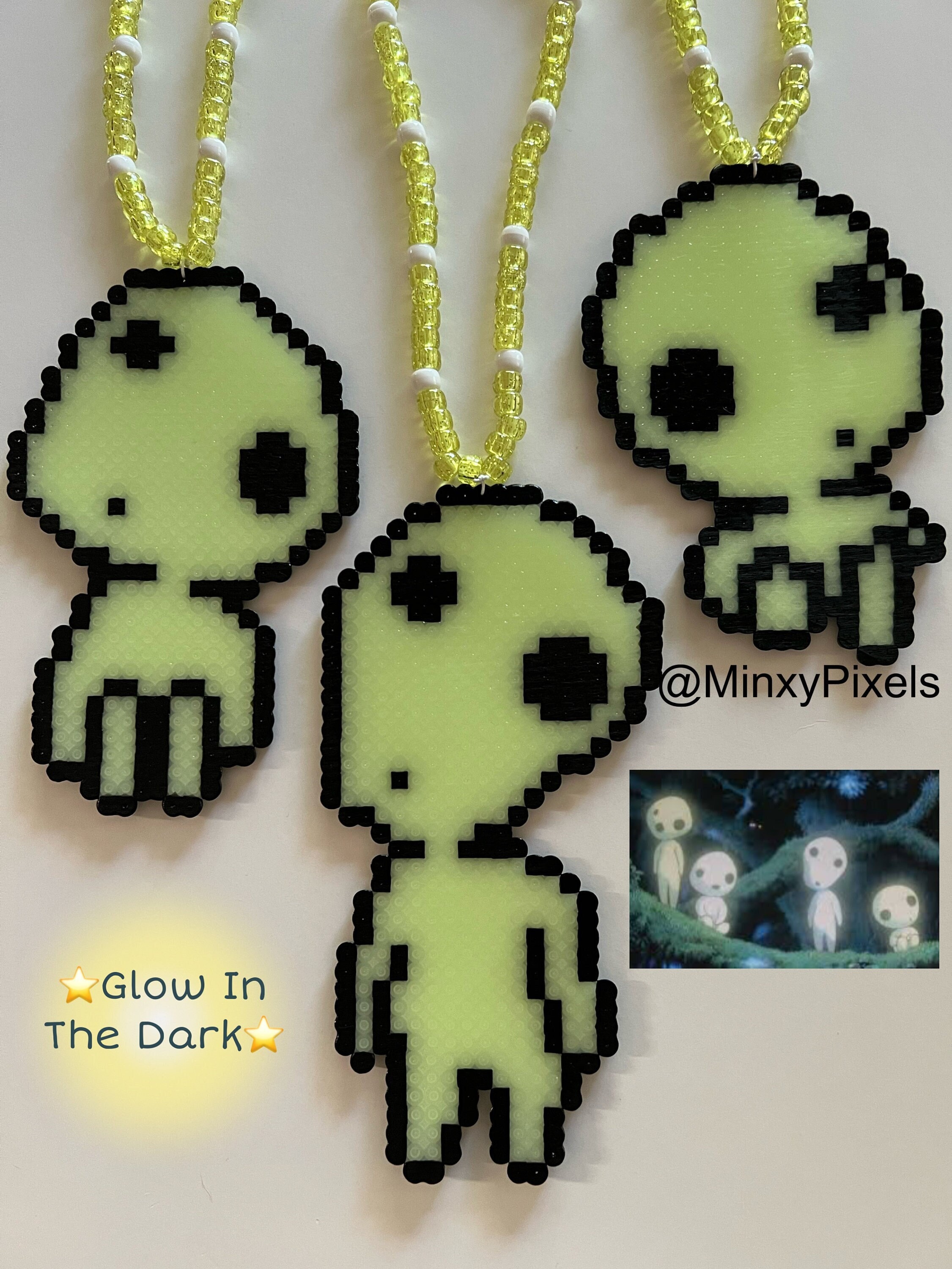 Glow in the Dark Perler Bead Alien Earrings 
