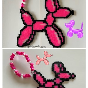 Balloon Animal Dog Kandi Perler Necklace Bracelet Set puppy balloons pixel beads jewelry rave wear perlers Kandi candy concert accessory