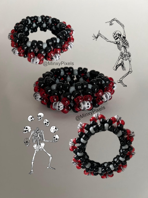 Share Spirit Scull Bone Stone Bracelet Skeleton Skull Spooky Kandi