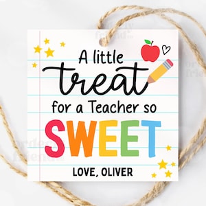 Etichette regalo di ringraziamento per insegnanti, etichette regalo per biscotti, etichette stampabili per la scuola, modello Canva modificabile, download digitale istantaneo