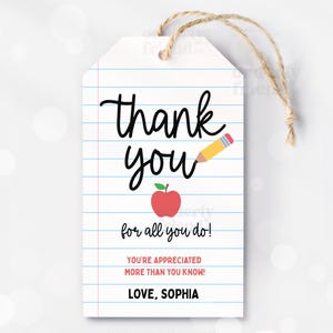 Teacher Appreciation Gift Tags Thank You Teacher Gift Tag School Printable Gift Tags Labels Editable Canva Template Instant Digital Download