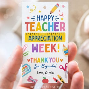 Etichette regalo di ringraziamento per insegnanti, etichette regalo per insegnanti, etichette regalo stampabili per la scuola, modello modificabile Canva, download digitale istantaneo