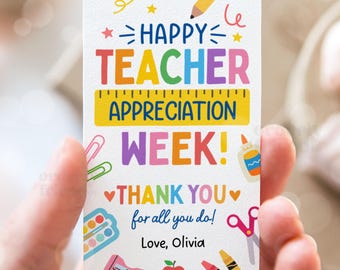 Teacher Appreciation Gift Tags Thank You Teacher Gift Tag School Printable Gift Tags Labels Editable Canva Template Instant Digital Download