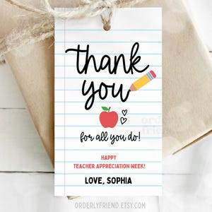 Lehrer Wertschätzung Geschenkanhänger Danke Lehrer Geschenkanhänger Schule Druckbare Geschenkanhänger Etiketten Bearbeitbare Canva Vorlage Sofortiger digitaler Download