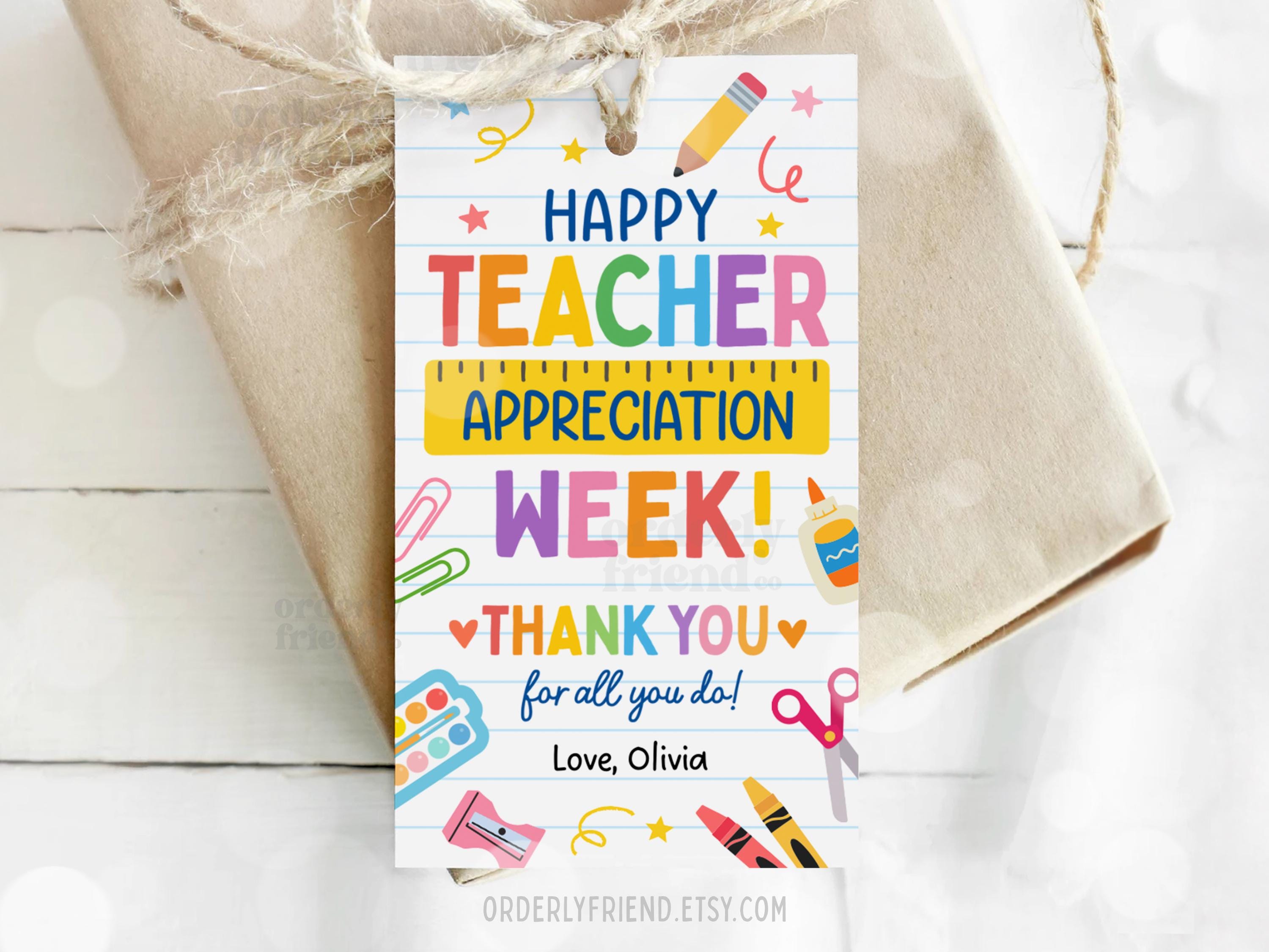 Teacher Appreciation Gift Tags Thank You Teacher Gift Tag School ...