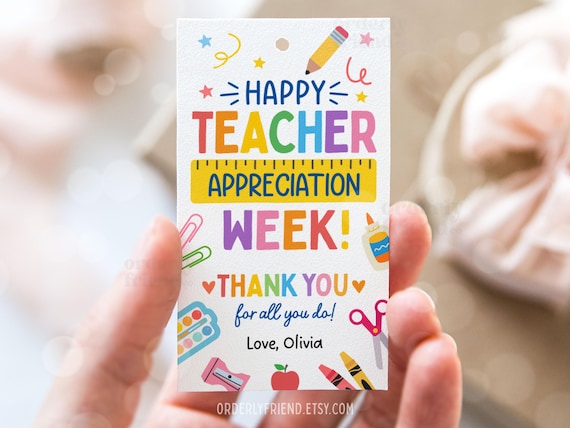 Teacher Appreciation Gift Tags Thank You Teacher Gift Tag School Printable Gift Tags Labels Editable Canva Template Instant Digital Download