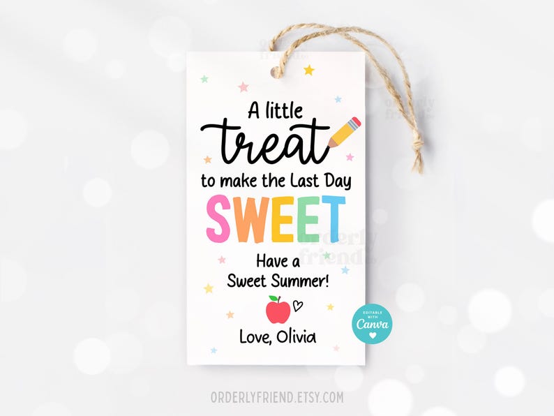 Last Day Treat Tag Teacher Appreciation Gift Tags Cookie School ...