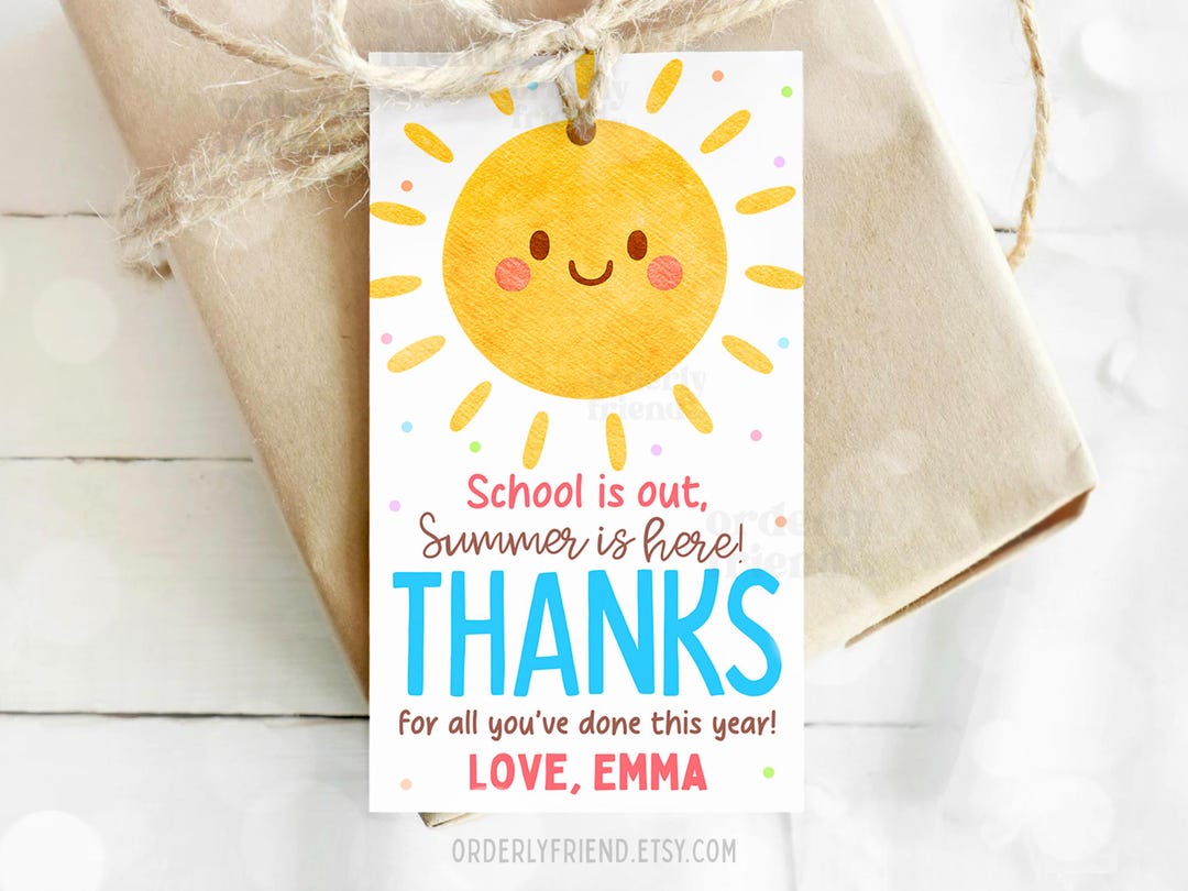 Teacher Appreciation Gift Tag Last Day of School Printable Editable End ...