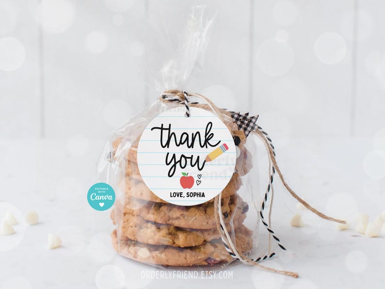Teacher Appreciation Gift Tags Thank You Teacher Gift Tag Round Cookie ...