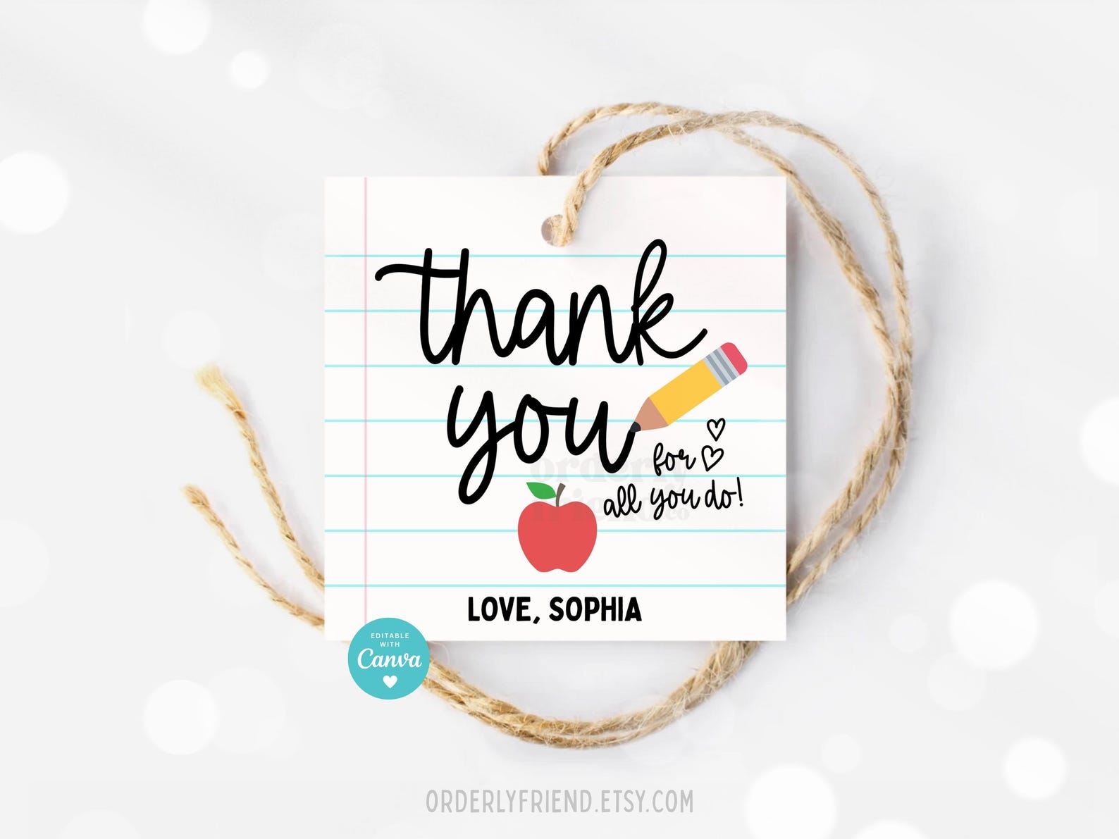 Teacher Appreciation Gift Tags Thank You Teacher Gift Tag Cookie School ...