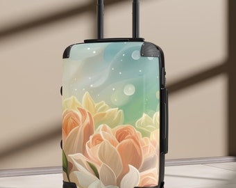 Maleta con rosas florales: equipaje de mano caprichoso para viajeros, equipaje personalizado