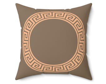 Oreiller à clés grecques beige taupe Coussin personnalisé Oreillers carrés, taies d'oreiller décoratives à mélanger et à assortir monochromes Décoration d'intérieur moderne multicolore