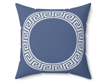Oreiller à clés grecques bleu cyberespace hiver décoration d'intérieur Coussins carrés double face personnalisables Housse de coussin de canapé moderne à agencer chez soi Indigo