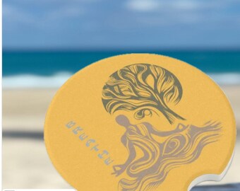 YOGA Coasters Lotus Pose Yogi in Nature Gift for Yoga Teacher Custom Car Coaster Soapstone SUV Accessory Wildlife Fan Gifts Conservationist