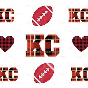 Kansas City Plaid Footballs Transparent PNG-Chiefs Heart sublimation