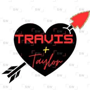 Travis + Taylor Herz Sublimation Kansas City Football Chiefs Swift Kelce Pfeilspitze PNG Bild