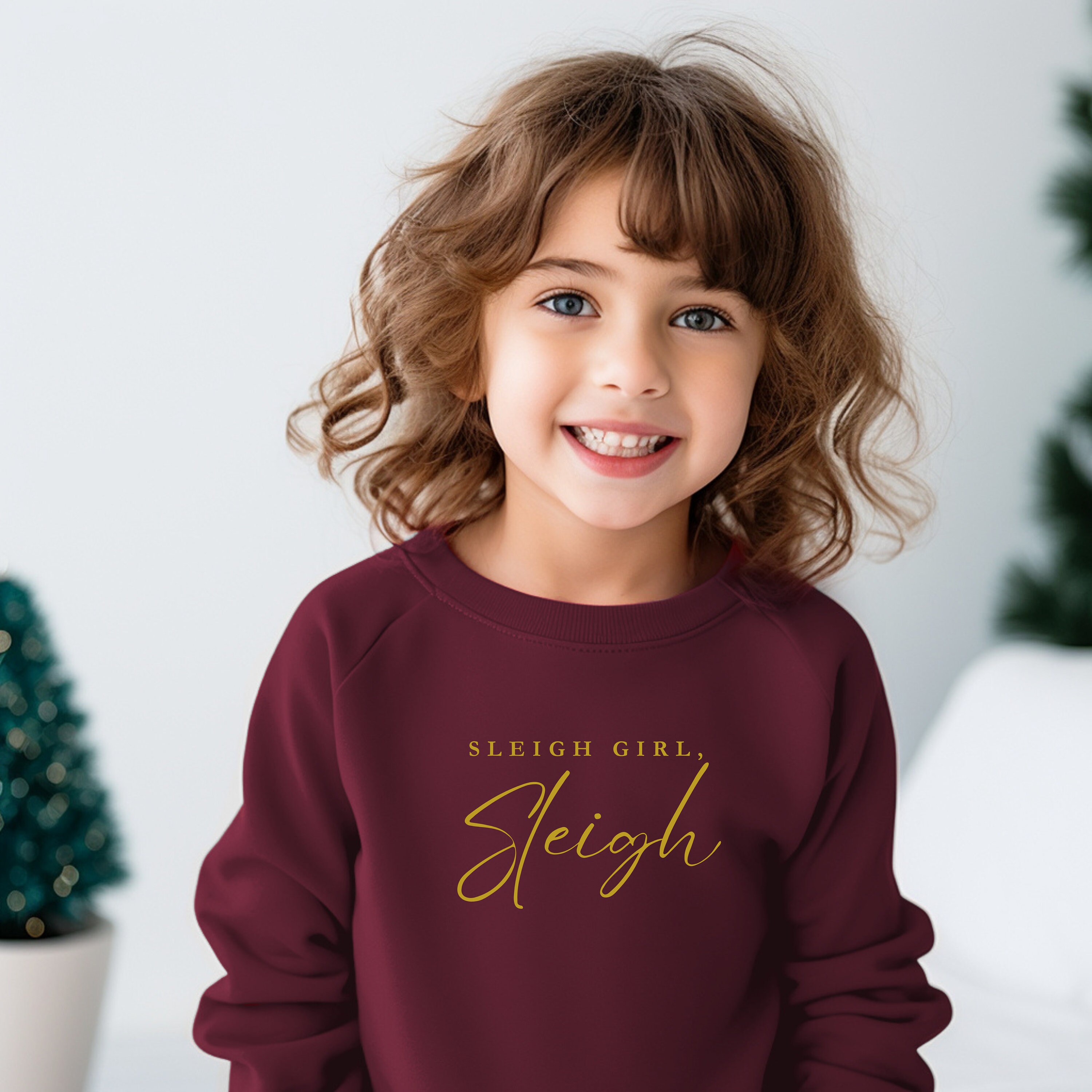 Youth Sleigh Girl Sleigh Christmas Sweatshirt Cute Christmas Crewneck