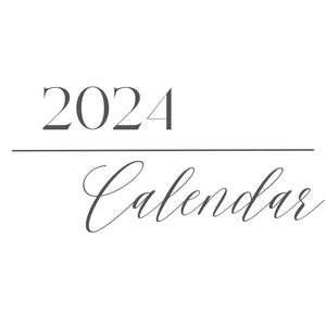 Monthly Yearly 2024 Calendar, Printable/Digital Download, Simple Minimalist Planner