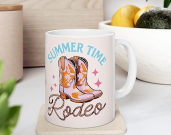 Retro Summer Mug | Fun Cowboy Boot Design | Perfect for Gifts, Home Decor, Coffee Lovers, Western Style, Rodeo Events