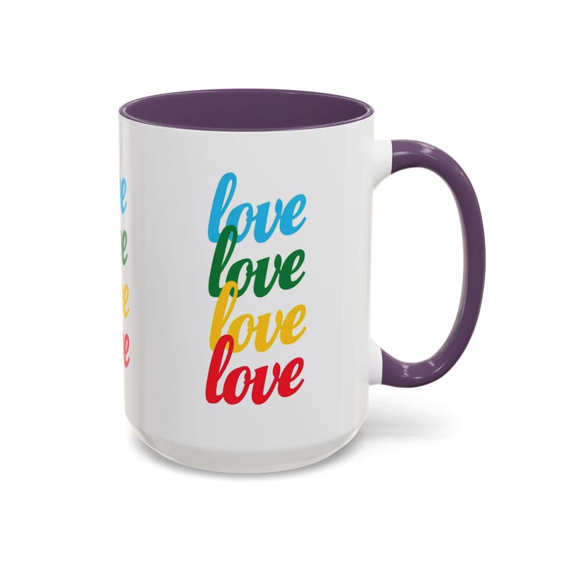 Colorful Love Accent Coffee Mug, Perfect Gift for Coffee Lovers, Inspirational Mug for Friends, Valentines Day, Birthday Gift, Home Decor image 7
