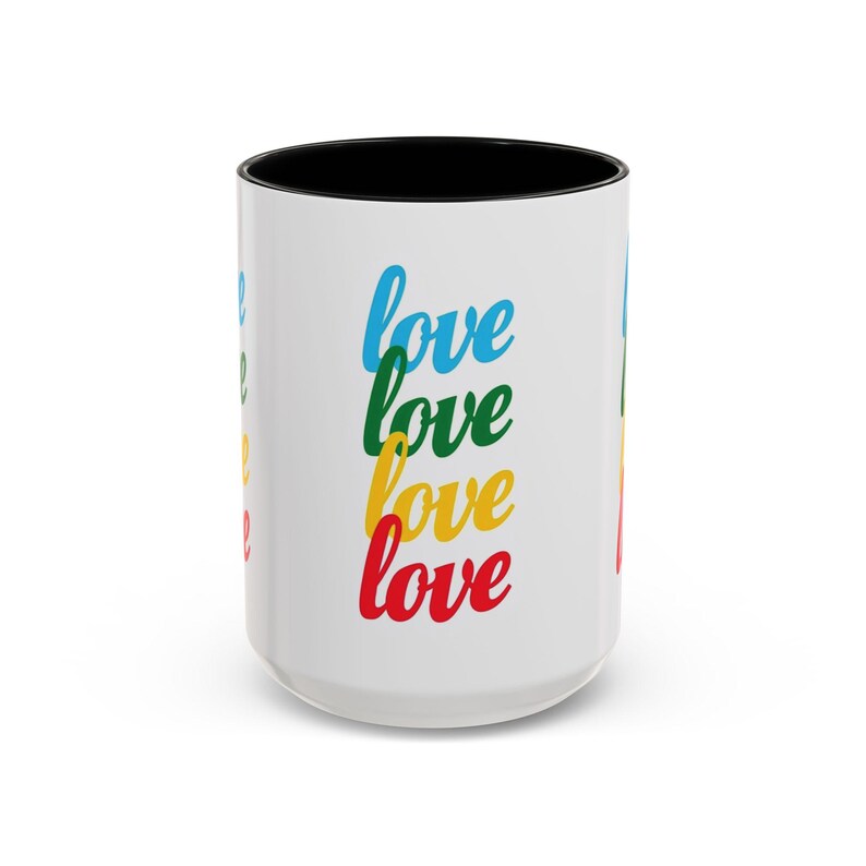 Colorful Love Accent Coffee Mug, Perfect Gift for Coffee Lovers, Inspirational Mug for Friends, Valentines Day, Birthday Gift, Home Decor image 3