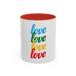Colorful Love Accent Coffee Mug, Perfect Gift for Coffee Lovers, Inspirational Mug for Friends, Valentines Day, Birthday Gift, Home Decor image 2