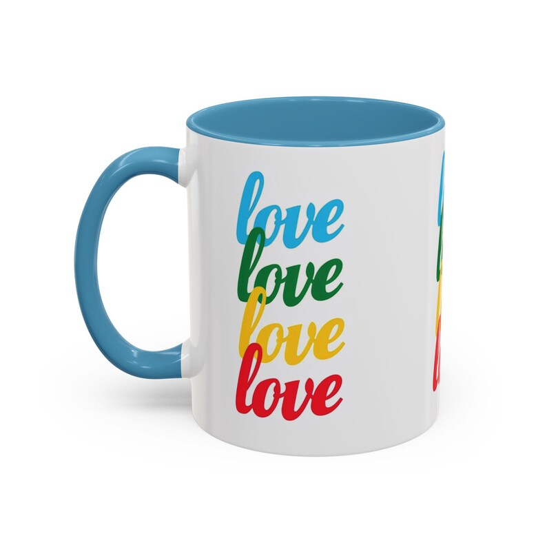 Colorful Love Accent Coffee Mug, Perfect Gift for Coffee Lovers, Inspirational Mug for Friends, Valentines Day, Birthday Gift, Home Decor image 6