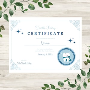 Tooth Fairy Certificate, Lost Tooth, Tooth Fairy Blue, Tooth Certificate