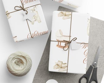 Neutral color baby boy Wrapping Paper, Custom Gift Wrap for Baby shower, new baby gift wrap | Fun Gift Presentation, Festive Occasions