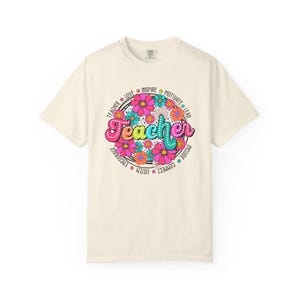 Teacher Love Inspire Motivate Unisex Garment-Dyed T-shirt, Educator Gift, Teaching Appreciation, School Shirt, Inspirational Tee, Back to