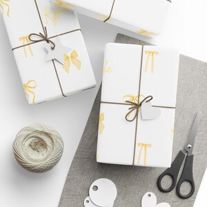 Personalized Yellow Bow Wrapping Paper, Custom Gift Wrap for Birthdays, Showers, Holidays | Elegant Gift Presentation, Festive Occasions