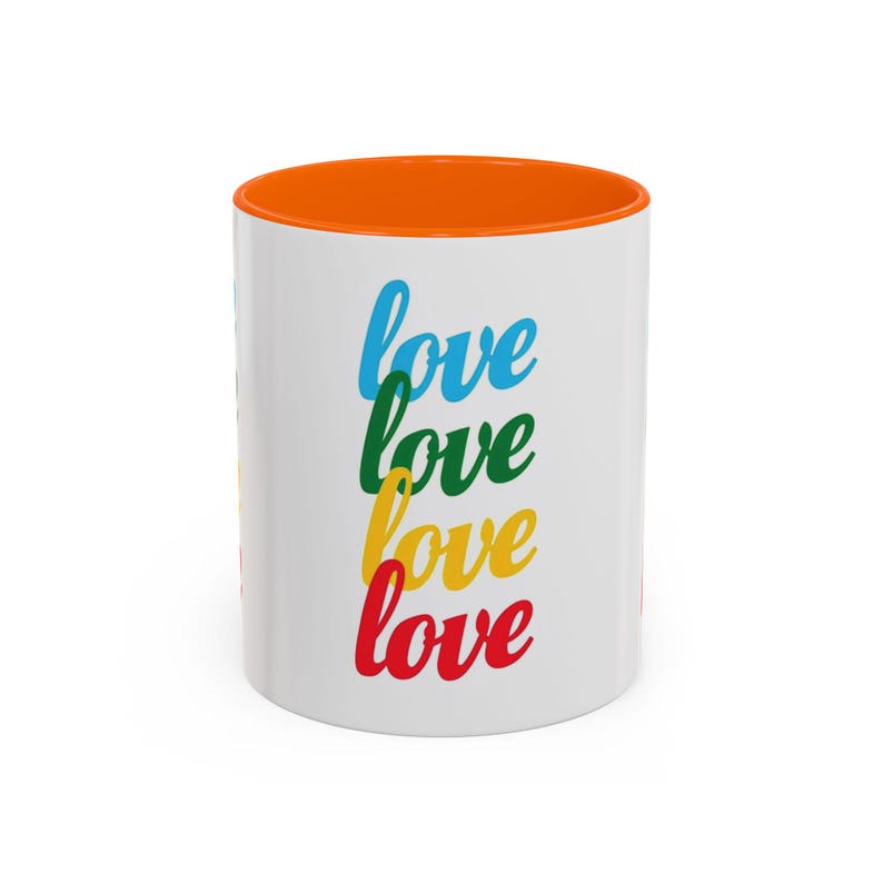Colorful Love Accent Coffee Mug, Perfect Gift for Coffee Lovers, Inspirational Mug for Friends, Valentines Day, Birthday Gift, Home Decor image 4