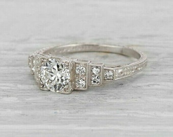 Vintage Edwardian Diamond Ring • Circa 1910s Antique Art Deco Ring In 935 Argentium Silver • Rings for women • Old European Engagement Ring