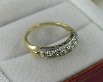 1910s Vintage Art Deco Diamond Wedding Band Ring Two Tone Band Stacking Band Five Stone Band Antique Band Eternity Band Anniversary Ring