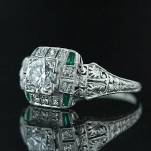 1910&#39;s Georgian Antique Ring • 2.00 Ct Old European Cut Diamond Engagement Ring In 935 Argentium Silver • Edwardian Ring • Art Deco Rings