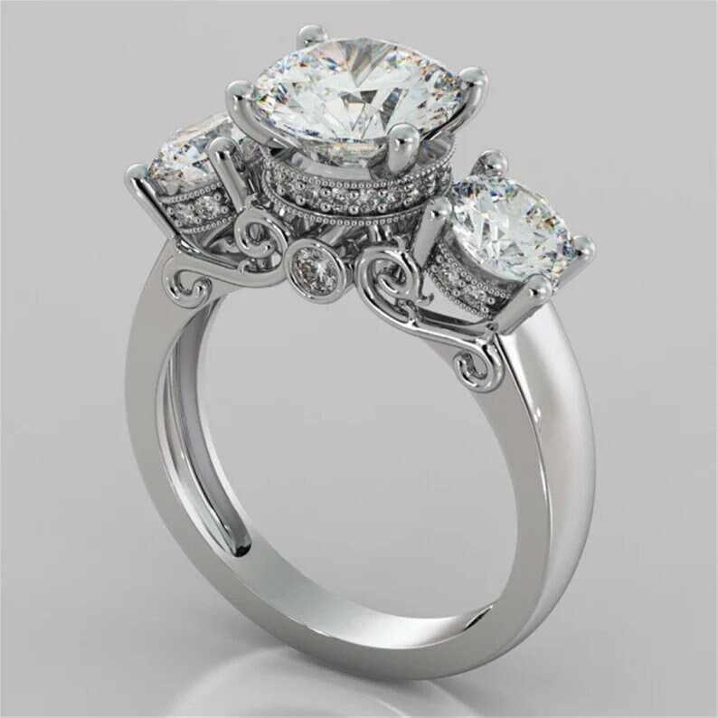 1910s Vintage Three Stone Ring 2.30ct Round Cut Diamond Engagement ...