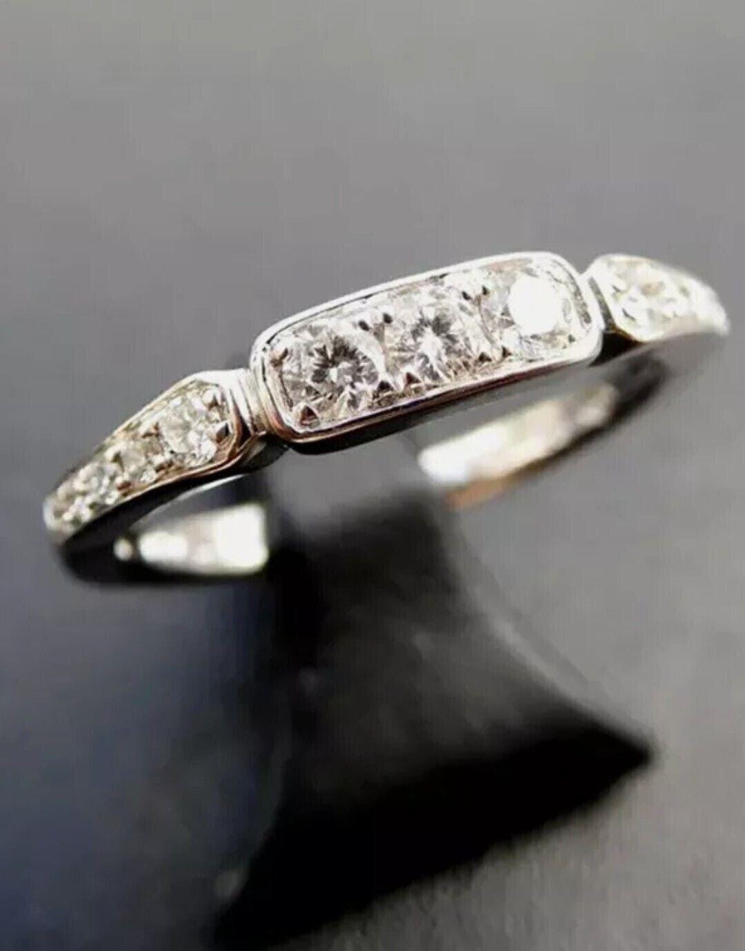 1910s Vintage Art Deco Diamond Wedding Band Ring Antique Stacking Band ...