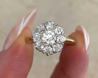 1910s Edwardian 1.80 CT Old European Cut Diamond Ring for Women • Art Deco Ring • Engagement Wedding Band Ring In 935 Argentium Silver Ring