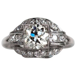 1910s Antique 2.05 CT Old Europen Cut Moissanite Engagement Ring • Art Deco Estate Filigree Ring • Engagement Ring In 935 Argentium Silver