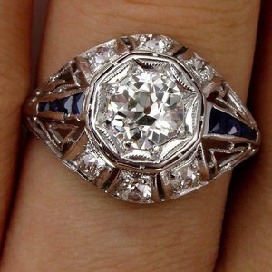 1910s Edwardian 2.50 Ct White Round Cut Diamond Engagement Ring In 935 Argentium Silver • Antique Fine Jewelry Rings • Women&#39;s Art Deco Ring