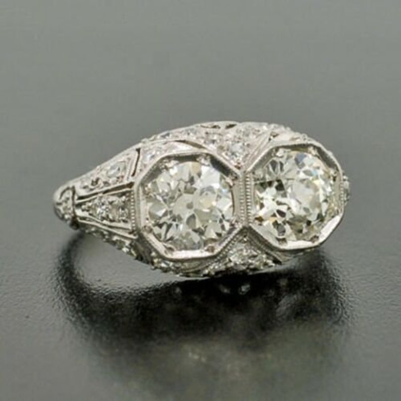 1910s Antique 3.00 Ct Round Cut Diamond Engagement Ring in 935 ...