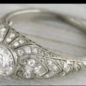 1910s Vintage Edwardian 2 Ct Round Cut Diamond Antique Engagement Ring • Art Deco Engagement Ring In 935 Argentium Silver • Mid-Century Ring