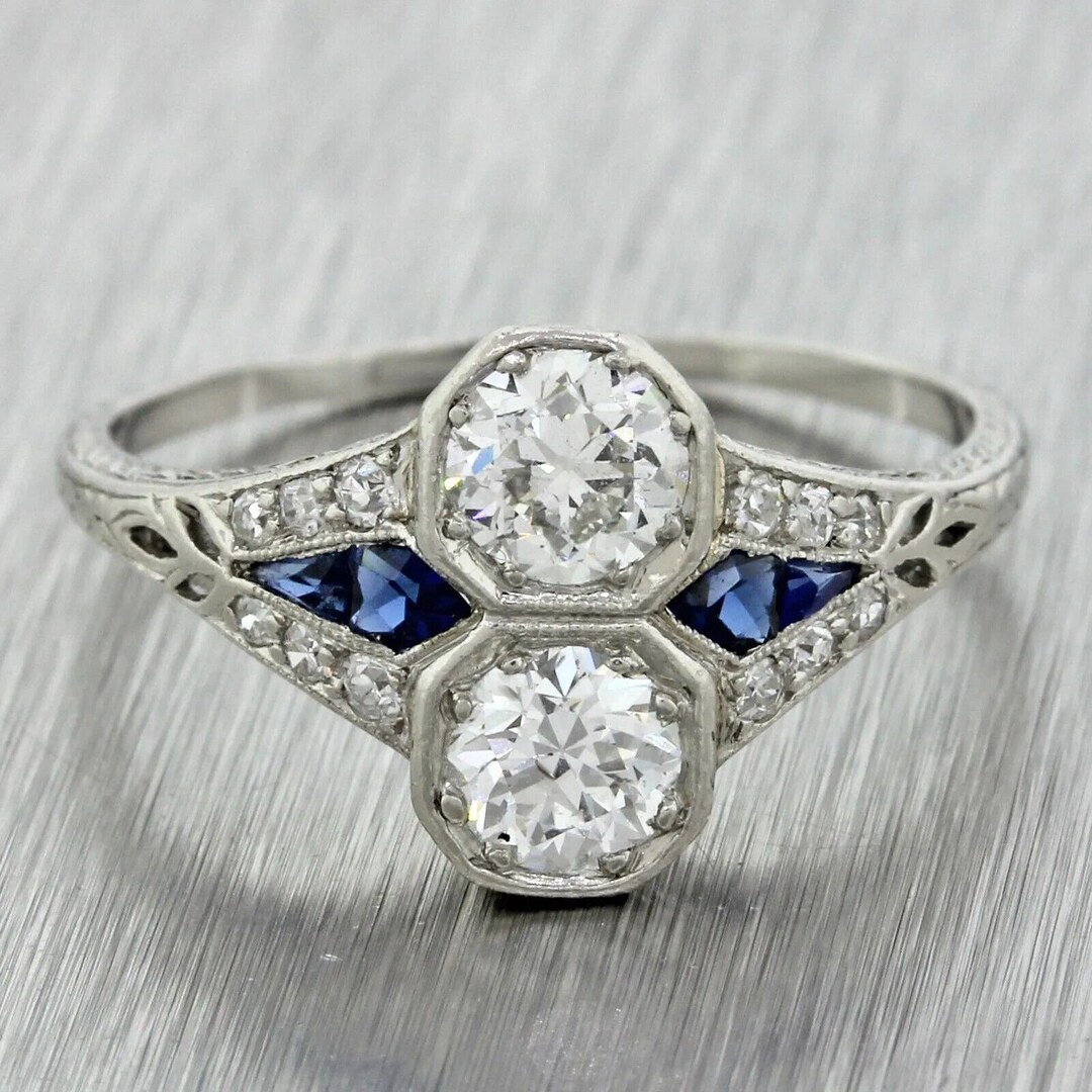 1910s Antique 3.00 Cts Round Cut Diamond Engagement Ring in 935 ...