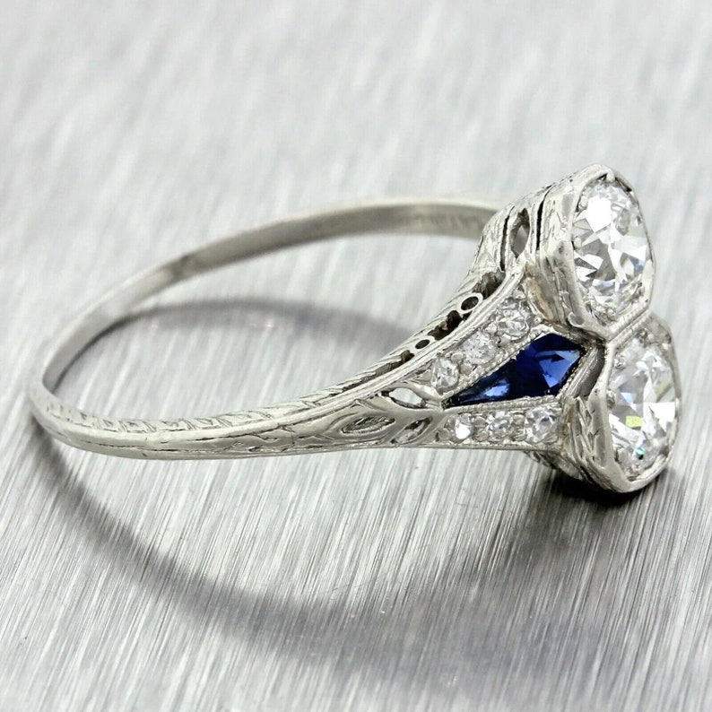 1910s Antique 3.00 Cts Round Cut Diamond Engagement Ring in 935 ...