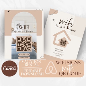 Wifi Sign | Custom Wifi Qr Code Print | What’s The Wifi Code | Airbnb | Airbnb Welcome Book | Custom Wifi Signs | Canva | AIR001
