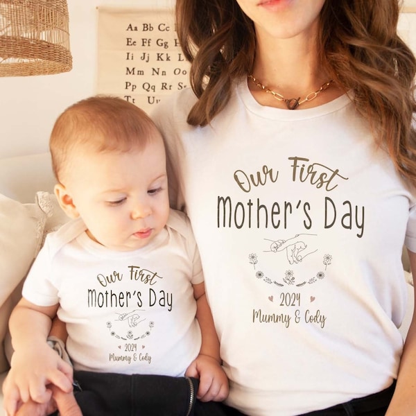 Personalized Our First Mother's Day Png, Custom Kid Name PNG, Matching Mommy And Baby Shirt, 1st Mothers Day Gift