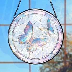Butterfly Neon Glass Suncatcher, Butterfly Glass Suncatcher, Butterfly Lovers Gift, Housewarming Gift, Home Decor
