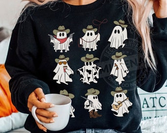 Western Cowboy Ghost PNG, Halloween Cowboy Png, Ghost Boo Png, Ghost Collage PNG, Ghost Bundle Png, Spooky Vibes Png