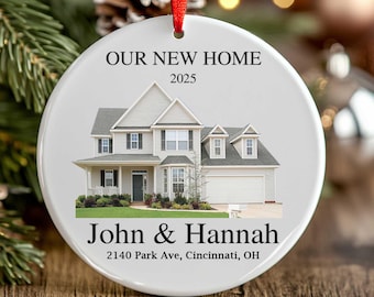 Custom New Home Photo Ornament, Our First Home Christmas Ornament, Personalized House Address Ornament, Couples Home Ornament