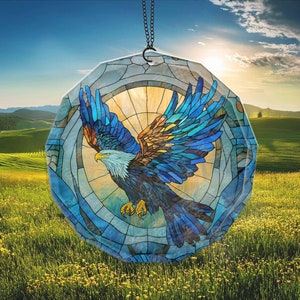 Bald Eagle Suncatcher, Nature Window Hangings, Eagle Acrylic Suncatcher Ornament, Christmas Eagle Ornament